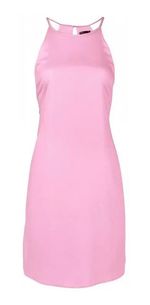 Vestido Básico Curto Com Decote Halter Neck Rosa-escuro P