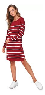 Vestido Listrado Curto Em Tricô Fio Tinto De Algodão 