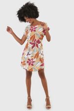 Vestido Curto Em Tecido De Viscose Com Cordão