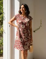 Vestido Curto Em Tecido De Viscose Com Cordão