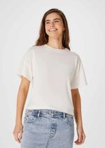 Blusa Básica Feminina Manga Curta Alongada Com Fenda