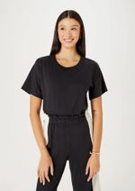 Blusa Básica Feminina Manga Curta Alongada Com Fenda