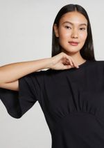 Vestido Curto Evasê Com Mangas Godê Preto G