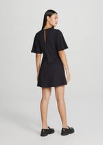 Vestido Curto Evasê Com Mangas Godê Preto G