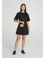 Vestido Curto Evasê Com Mangas Godê Preto G