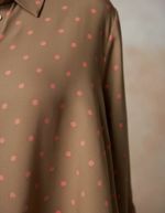 Vestido Curto Chemise Estampado Com Manga 3/4 Marrom-claro M