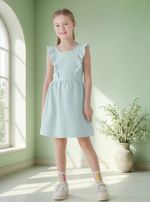 Vestido Curto Infantil Manga Curta Com Babados