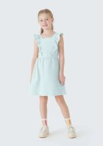 Vestido Curto Infantil Manga Curta Com Babados