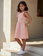 Vestido Curto Infantil Manga Curta Com Babados
