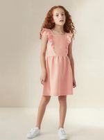 Vestido Curto Infantil Manga Curta Com Babados