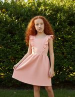 Vestido Curto Infantil Manga Curta Com Babados