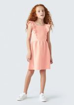 Vestido Curto Infantil Manga Curta Com Babados