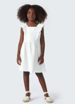 Vestido Curto Infantil Manga Curta Com Babados