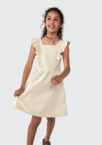 Vestido Curto Infantil Manga Curta Com Babados