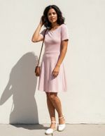 Vestido Curto Evasê Listrado - Preto