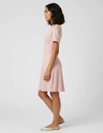 Vestido Curto Evasê Listrado - Preto