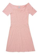 Vestido Curto Evasê Listrado - Preto