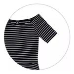 Vestido Curto Evasê Listrado - Preto