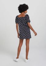 Vestido Curto Com Mangas Bufantes Poá