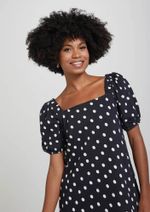 Vestido Curto Com Mangas Bufantes Poá