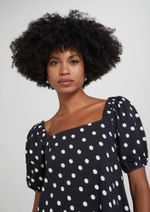 Vestido Curto Com Mangas Bufantes Poá
