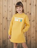 Vestido Infantil Manga Longa Com Estampa Em Moletom