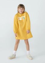 Vestido Infantil Manga Longa Com Estampa Em Moletom
