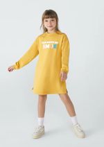 Vestido Infantil Manga Longa Com Estampa Em Moletom