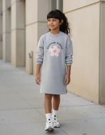 Vestido Infantil Manga Longa Com Estampa Em Moletom