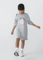 Vestido Infantil Manga Longa Com Estampa Em Moletom