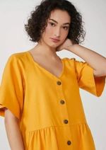 Vestido Evasê Com Decote V Em Viscose Sarjada