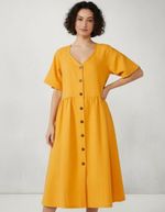 Vestido Evasê Com Decote V Em Viscose Sarjada