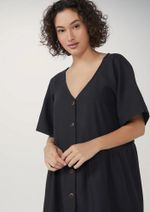 Vestido Evasê Com Decote V Em Viscose Sarjada