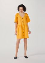Vestido Evasê Com Decote V Em Viscose Sarjada