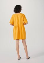 Vestido Evasê Com Decote V Em Viscose Sarjada