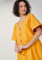 Vestido Evasê Com Decote V Em Viscose Sarjada