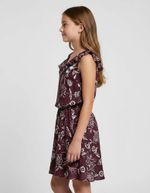 Vestido Floral Infantil Em Viscose Com Babados E Amarração