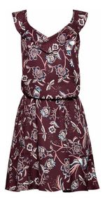Vestido Floral Infantil Em Viscose Com Babados E Amarração