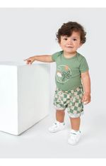 Conjunto Bebê Menino Body Com Shorts Xadrez