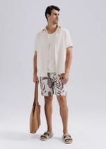 Bermuda Masculina Estampada Com Linho
