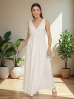 Vestido Midi Evasê Em Tecido Com Linho
