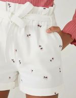 Shorts Infantil Menina Em Linho Com Bordado