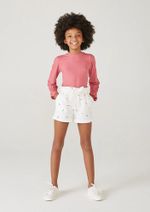 Shorts Infantil Menina Em Linho Com Bordado