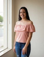 Blusa Ciganinha Poa Menina Rosa