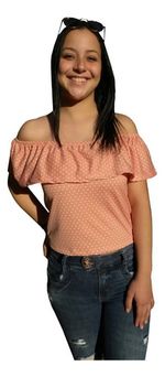 Blusa Ciganinha Poa Menina Rosa