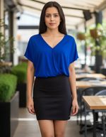  Vestido Bicolor Curto Em Algodão E Poliéster