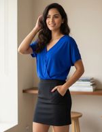  Vestido Bicolor Curto Em Algodão E Poliéster
