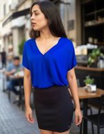  Vestido Bicolor Curto Em Algodão E Poliéster
