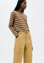 Calça Feminina Barrel Cintura Média De Sarja