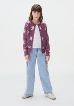 Cardigan Infantil Menina Em Tricô Estampado